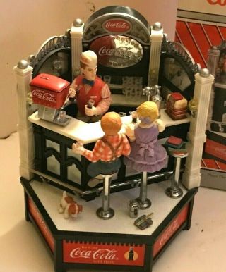 Vintage 1995 Enesco Coca Cola Soda Jerk Fountain Action,  Lights Music Box 6