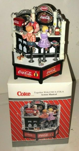 Vintage 1995 Enesco Coca Cola Soda Jerk Fountain Action,  Lights Music Box 8