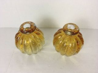 Pair Vintage Mid - Century Modern Arte Murano ICET Art Glass Vase - Italy 2