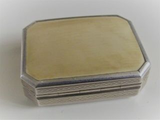Vintage Silver & Bovine Bone Or Bovine Horn Snuff Pill Patch Box
