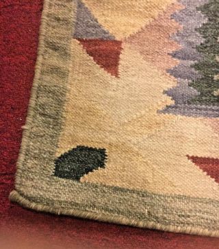 Navajo Native American old vintage hand woven wool rug pale color vegetable dye 10