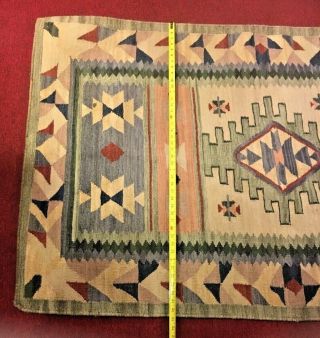 Navajo Native American old vintage hand woven wool rug pale color vegetable dye 5