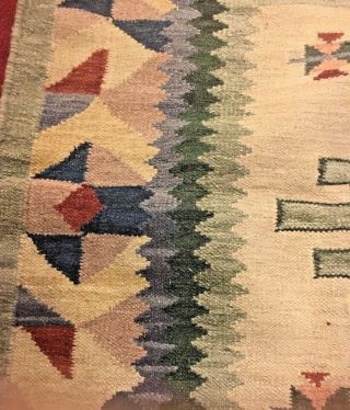 Navajo Native American old vintage hand woven wool rug pale color vegetable dye 6