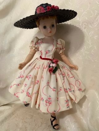 Dress & slip made for Mme Alexander Cissy doll,  vintage picture hat 3