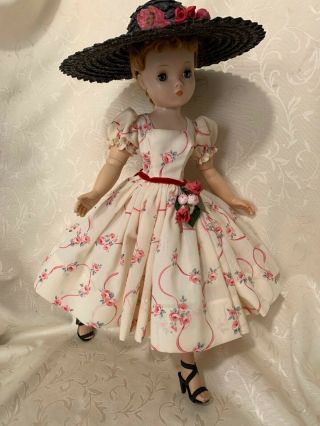 Dress & slip made for Mme Alexander Cissy doll,  vintage picture hat 4