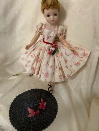 Dress & slip made for Mme Alexander Cissy doll,  vintage picture hat 5