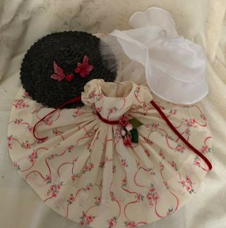 Dress & slip made for Mme Alexander Cissy doll,  vintage picture hat 8