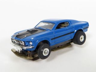 Vintage Aurora Thunderjet Tjet 500 1969 Ford Mustang Mach 1 Blue Ho Slot Car