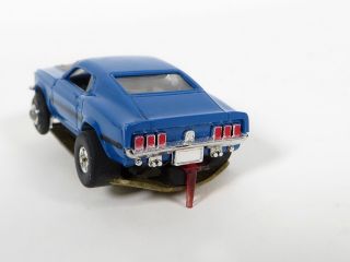 Vintage Aurora Thunderjet Tjet 500 1969 Ford Mustang Mach 1 Blue HO Slot Car 4