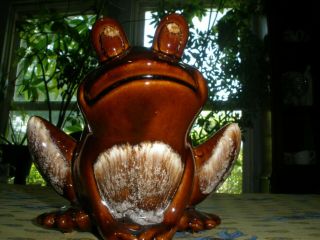 Vintage Hull Pottery Brown Drip Frog F - 70 Approx.  6.  5 " X6.  5 "