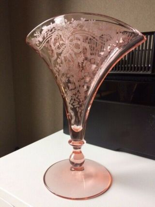 Fostoria June Pink Fan Vase Rare