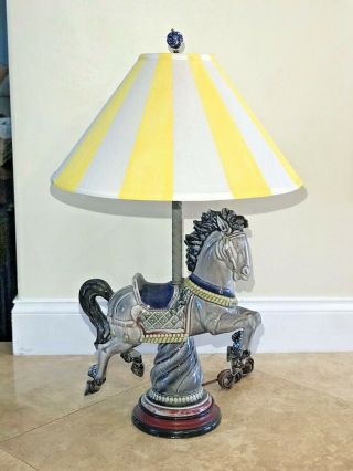 Vintage Carousel Horse Table Lamp With Matching Shade