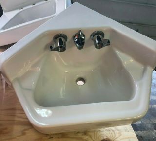 Vintage American Standard White Porcelain Corner Sink