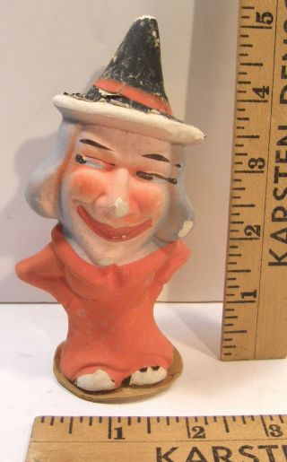 Antique Vintage Halloween Witch Composition Candy Container Germany 5 "
