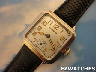 Exquisite Rare Vintage1928 Hamilton Greenwich Stunning Fancy Case,  Silver Dial