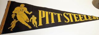 Vintage Pitt Steelers Felt Pennant With Football Players Circa 1940s - 1950s