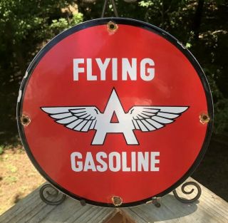 Vintage Syle Flying A Gasoline Porcelain Sign Gas Station Pump Plate Tydol Oil