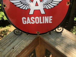 VINTAGE SYLE FLYING A GASOLINE PORCELAIN SIGN GAS STATION PUMP PLATE TYDOL OIL 5