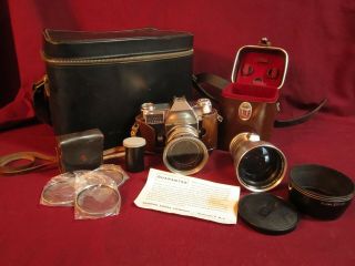 Vintage Kodak Retina Reflex Iii 35mm Camera & Extra Lenses & Carrying Bag