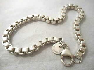 Tiffany & Co.  Sterling Silver Venetian Box Chain Bracelet 7 - 1/2 " L Cost $285.  00