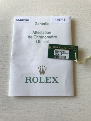 Rolex Gmt Master 2,  116718,  Guarantee Paper,  2007,  Vintage.