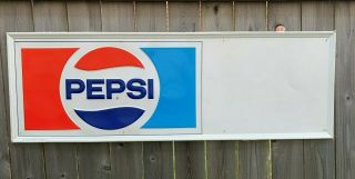 Vintage Large 18 " X 54 " Embossed / Stamped Pepsi Metal Tin Sign