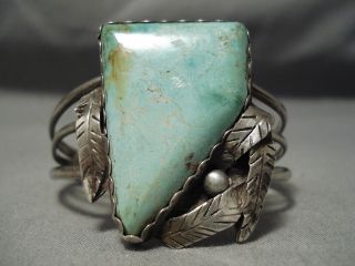 Quality Vintage Navajo Apache Turquoise Sterling Silver Bracelet - Huge