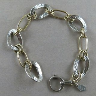 14k Yellow Gold And Sterling Silver Bracelet 7.  75 Inches And Italy 13.  6g [2241]