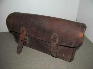 Vintage Wwii Wwi Leather Us U S Army Boat Telephone Case Military
