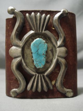 HUGE VERY OLD VINTAGE NAVAJO BISBEE TURQUOISE STERLING SILVER KETOH BRACELET 2