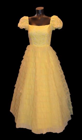 Union Made Vintage 70s 80s Yellow Prom Bridesmaid Party Dress Size 9