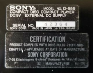 Sony D - 555 Discman D555 Digital CD Player - Vintage Audiophile - Parts 10