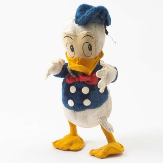 Vintage Gund Walt Disney Donald Duck Plush Stuffed Toy Oil Cloth Face 12 " Tall