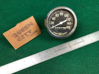 Vintage Stewart Warner 3 - 1/2 " Speedometer 160 Mph Dash Mount 60s 70s Block Logo