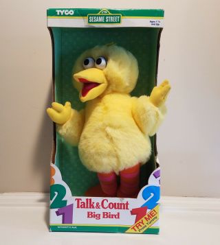 Vintage 1995 Tyco Sesame Street Talk Count Big Bird Boxed