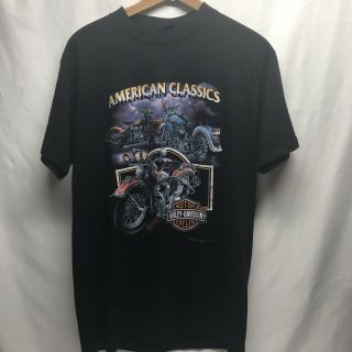 Vtg Harley Davidson 3 - D Emblem Mens 1992 American Classics Large Made In Usa Euc