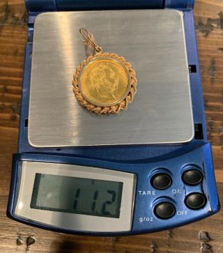 1892 Austria SOLID GOLD COIN Mounted in a 14K Hand Crafted Fine Vintage Pendant. 11