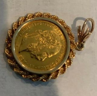 1892 Austria SOLID GOLD COIN Mounted in a 14K Hand Crafted Fine Vintage Pendant. 4