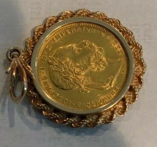 1892 Austria SOLID GOLD COIN Mounted in a 14K Hand Crafted Fine Vintage Pendant. 6