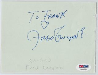 Fred Gwynne Signed 4x6 Vintage Album Page Autographs Munsters Legend Psa Loa