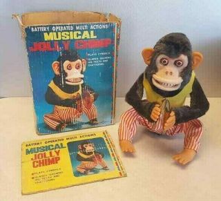 Musical Jolly Chimp Monkey Cymbals Box 1950 