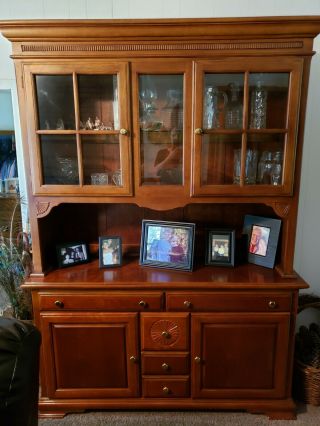 China Cabinet,  Buffet Hardwood Hutch,  Dark Two Piece