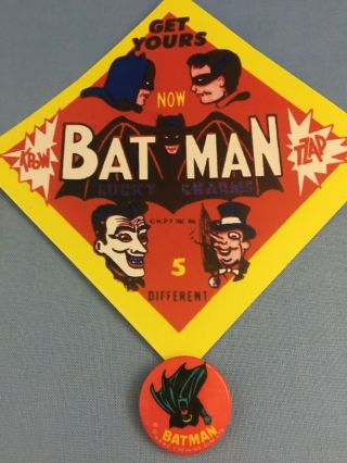 Vintage 1966 Batman,  Penguin & Joker A&bc Chewing Gum Pinbacks Rare