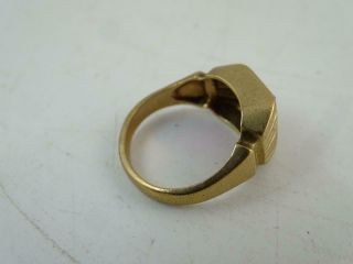 Vintage 10K Solid Yellow Gold Men ' s Cocktail Ring Red Glass 6.  0 grams Size 8.  75 3
