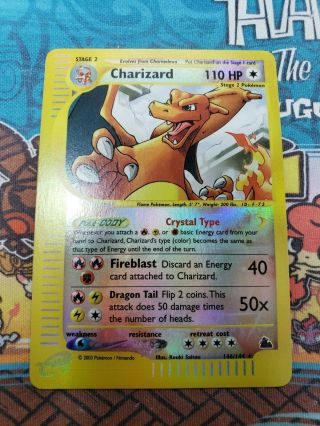 Pokemon Crystal Charizard 146/144 Skyridge Holo Revers Secret Rare Near