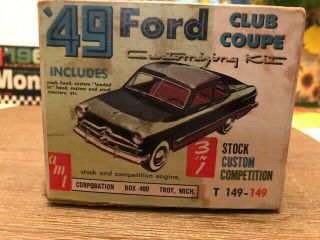 NIB Vintage AMT 3 in 1 1949 Ford Club Coupe Kit.  Rare & Just like it came 5