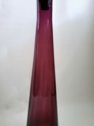 Vintage Mid Century Modern Genie Bottle Art Glass Amethyst Empoli 26.  5 