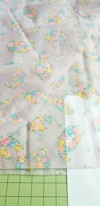 2 Yards Vintage Flocked Fabric Lavender Sheer Flocked Dotted Swiss Fabric 6
