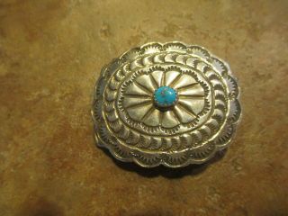 Splendid Vintage Navajo Sterling Silver Turquoise Concho Belt Buckle
