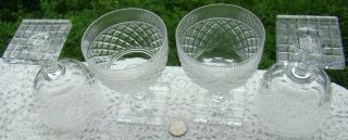 4 - 1830 - 1870 Flint Pittsburgh Anglo Irish Cut Glass Strawberry Diamond Goblets
